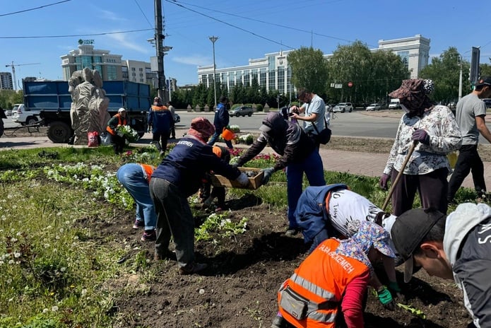 Массовая высадка цветов идёт в Усть-Каменогорске