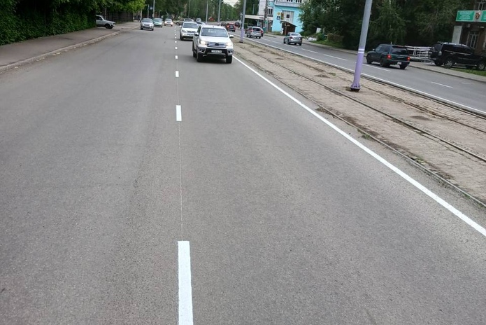 В новой разметке в Усть-Каменогорске находятся стеклянные микрошарики