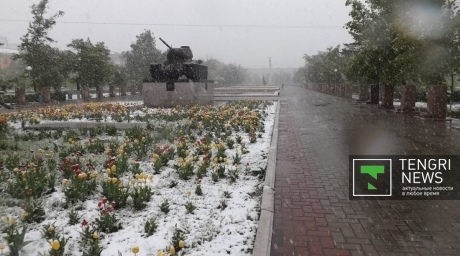 Снег выпал в Семее