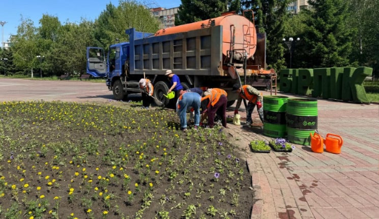 Массовая высадка цветов идёт в Усть-Каменогорске