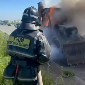 В Усть-Каменогорске сгорел трактор